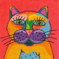 click here to view larger image of Colorful Cat (hand painted canvases)