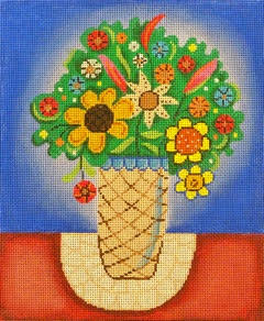 click here to view larger image of Vase Of Flowers On Doilie (hand painted canvases)