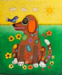 click here to view larger image of Spotted Dog with Bird (hand painted canvases)
