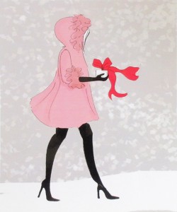 click here to view larger image of Pink Coat and Black Tights (hand painted canvases)