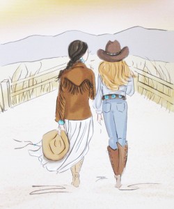 click here to view larger image of Cowgirls at Sunset (hand painted canvases)