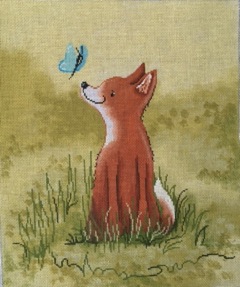 click here to view larger image of Baby Fox with Butterfly (hand painted canvases)