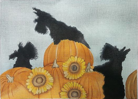 click here to view larger image of Scottish Terriers find Halloween Pumpkins (hand painted canvases)