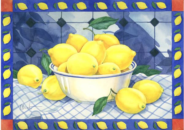 click here to view larger image of Bowl of Lemons (hand painted canvases)