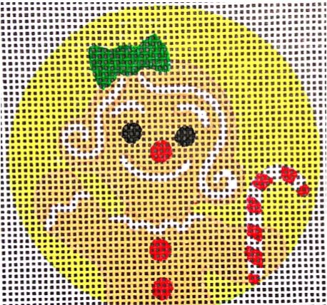 click here to view larger image of Gingerbread Girl with Candy Ornament (hand painted canvases)