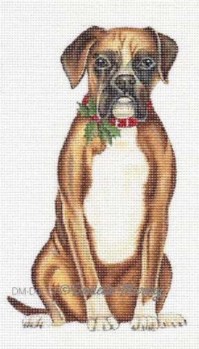 click here to view larger image of Christmas Boxer Ornament (hand painted canvases)