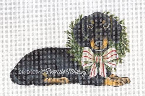 click here to view larger image of Christmas Dachshund Ornament (hand painted canvases)