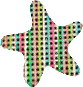 click here to view larger image of Beach Stripe Starfish Ornament (hand painted canvases)