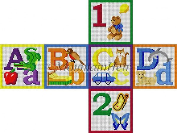 click here to view larger image of Alphabet Block - A B C D 1 2 (hand painted canvases)