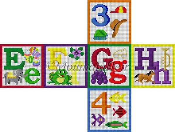 click here to view larger image of Alphabet Block - E F G H 3 4 (hand painted canvases)