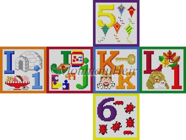 click here to view larger image of Alphabet Block - I J K L 5 6 (hand painted canvases)