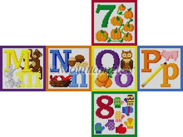 click here to view larger image of Alphabet Block - M N O P 7 8 (hand painted canvases)