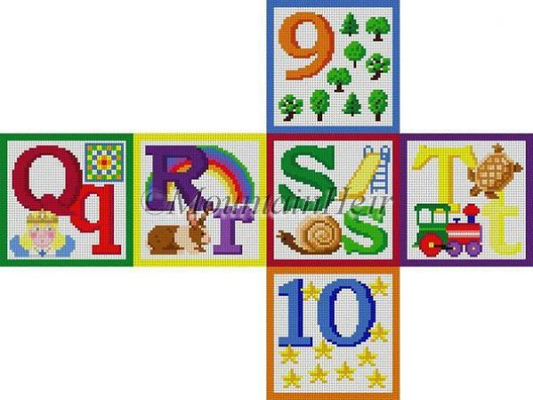 click here to view larger image of Alphabet Block - Q R S T 9 10 (hand painted canvases)