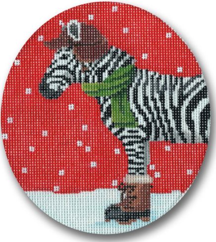 click here to view larger image of Zebra Dressed for Winter (hand painted canvases)