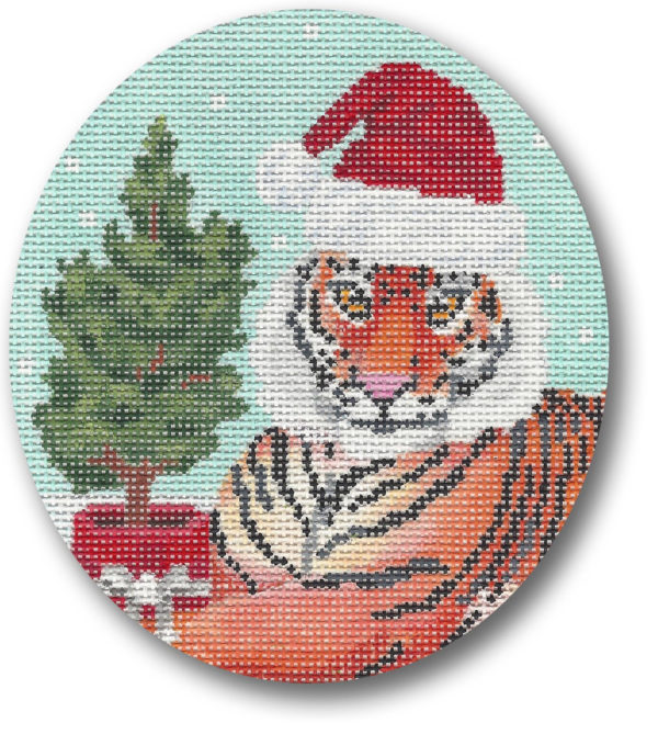 click here to view larger image of Tiger w/Tree Ornament (hand painted canvases)