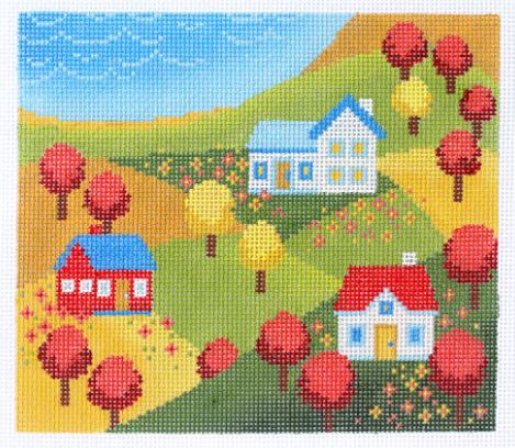 click here to view larger image of Folk Landscape - Spring (hand painted canvases)
