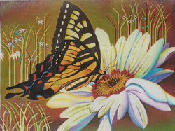 click here to view larger image of Butterfly & Daisy (hand painted canvases)