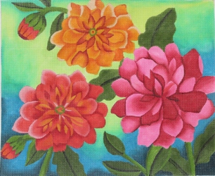 click here to view larger image of Dahlia Garden (hand painted canvases)