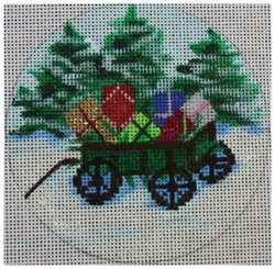 click here to view larger image of Christmas Wagon Ornament (hand painted canvases)