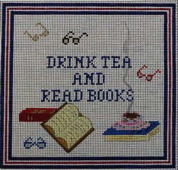 click here to view larger image of Drink Tea & Read Books (hand painted canvases)