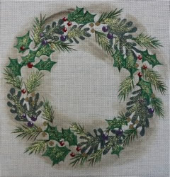 click here to view larger image of Wreath Pillow (hand painted canvases)