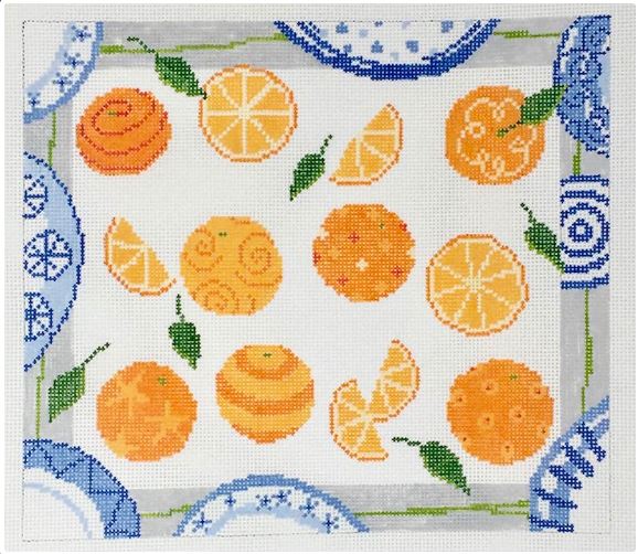 click here to view larger image of Dozens - Oranges and Plates (hand painted canvases)