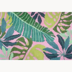 click here to view larger image of Tropical Leaves Clutch - Pink (hand painted canvases)