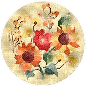 click here to view larger image of Autumn Floral Round (hand painted canvases)