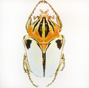 click here to view larger image of Big Bugs - White and Gold (hand painted canvases)