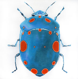 click here to view larger image of Big Bugs - Teal with Orange Dots (hand painted canvases)