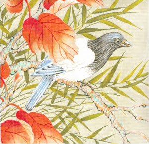 click here to view larger image of Bird w/Orange Leaves (hand painted canvases)
