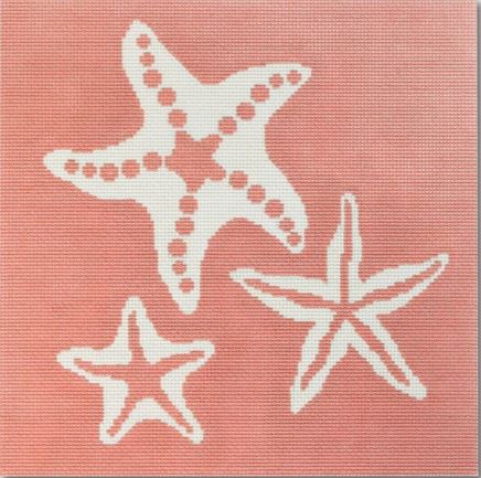 click here to view larger image of Starfish - Coral Background (hand painted canvases)