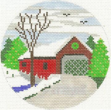 click here to view larger image of Covered Bridge Ornament (hand painted canvases)