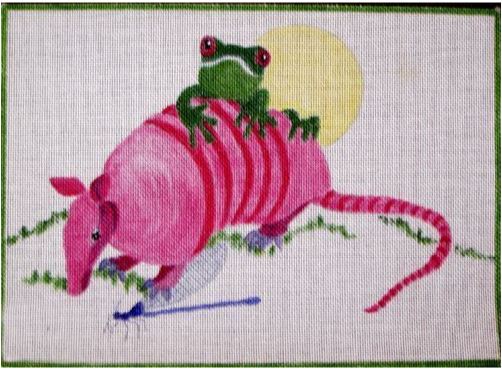 click here to view larger image of Armadillo and Frog (hand painted canvases)
