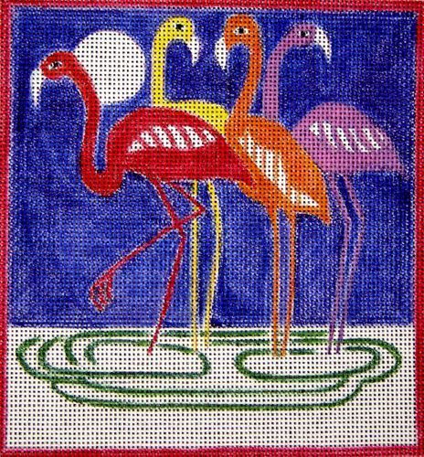click here to view larger image of Fauve Flamingos (night sky) (hand painted canvases)