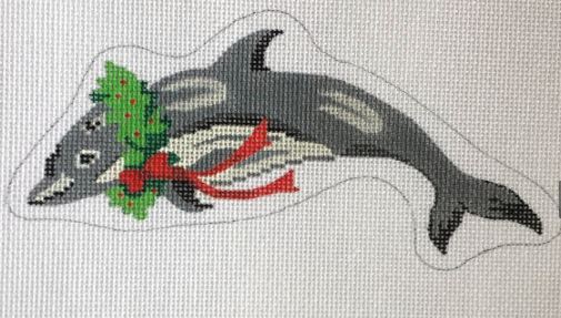 click here to view larger image of Dolphin Wearing Wreath (hand painted canvases)