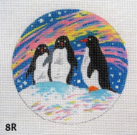 click here to view larger image of Three Penguins/ Aurora Borealis (hand painted canvases)