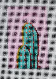 click here to view larger image of Luggage Tag - Turquoise Cactus (hand painted canvases)