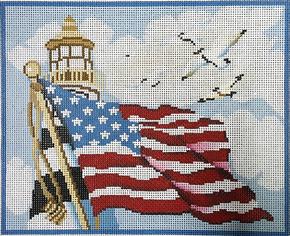 click here to view larger image of American Lighthouse (hand painted canvases)