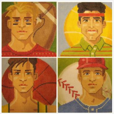 click here to view larger image of Studs Coasters - Set of 4 (hand painted canvases)