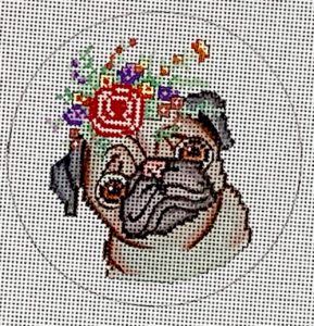 click here to view larger image of Confused Pug (hand painted canvases)