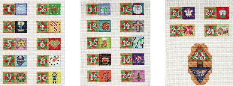 click here to view larger image of 25 Advent Ornaments (hand painted canvases)