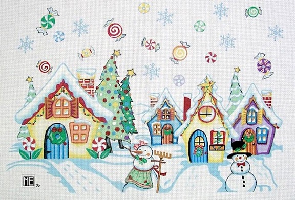 click here to view larger image of Snowman Village (hand painted canvases)