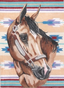 click here to view larger image of Bridled Horse with Blanket (hand painted canvases)