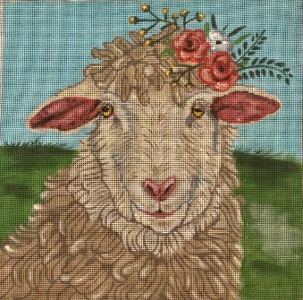 click here to view larger image of Lamb w/Flowers (hand painted canvases)