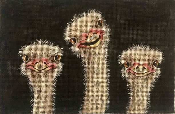 click here to view larger image of Three Ostrich (hand painted canvases)