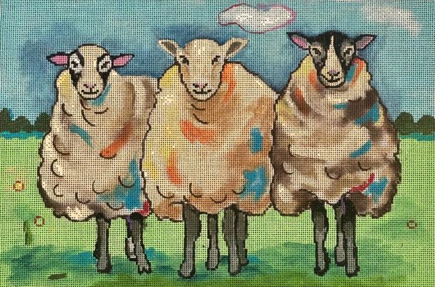 click here to view larger image of Three Sheep (hand painted canvases)