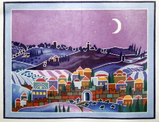 click here to view larger image of Moonlit Village Scene (hand painted canvases)