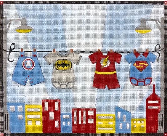 click here to view larger image of Boys Superhero Clothesline  (hand painted canvases)