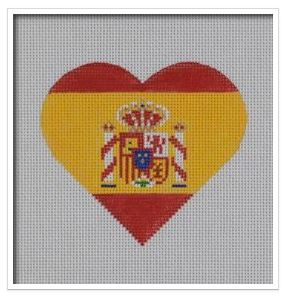 click here to view larger image of Spanish Flag Heart   (hand painted canvases)